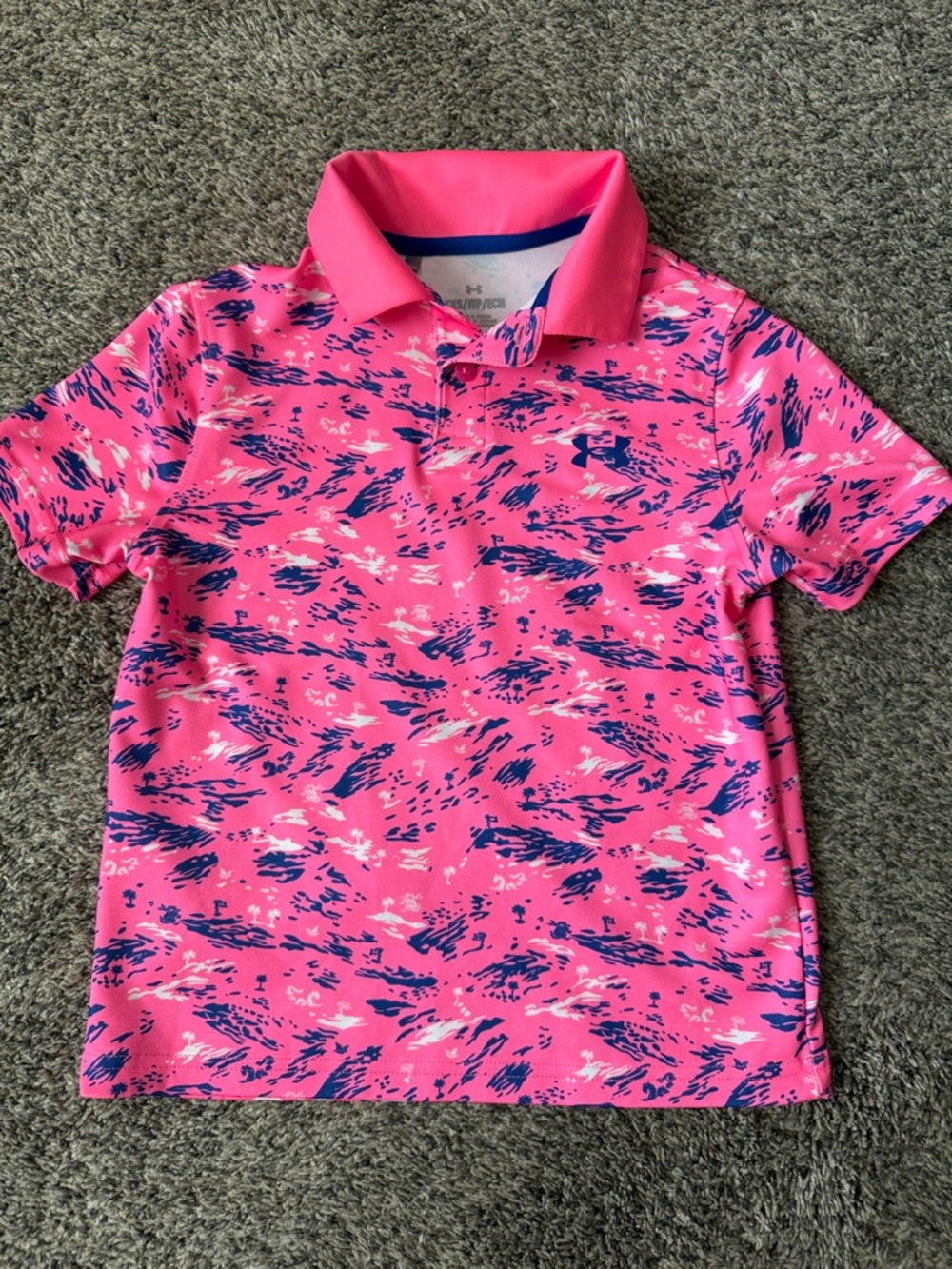 EUC Youth Under Armour Polo, Size YXS, Pink/Blue